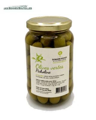 Olives vertes Picholines - Domaine Rigaud 350 gr