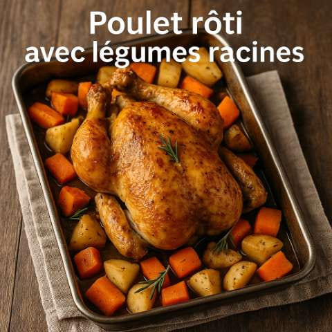 Poulet rôti aux herbes & légumes racines