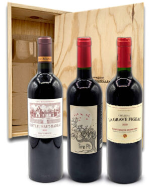 Coffret Vin Bois 3 Bouteilles 75cl - Le Meilleur du Bordeaux - Crus de Prestige