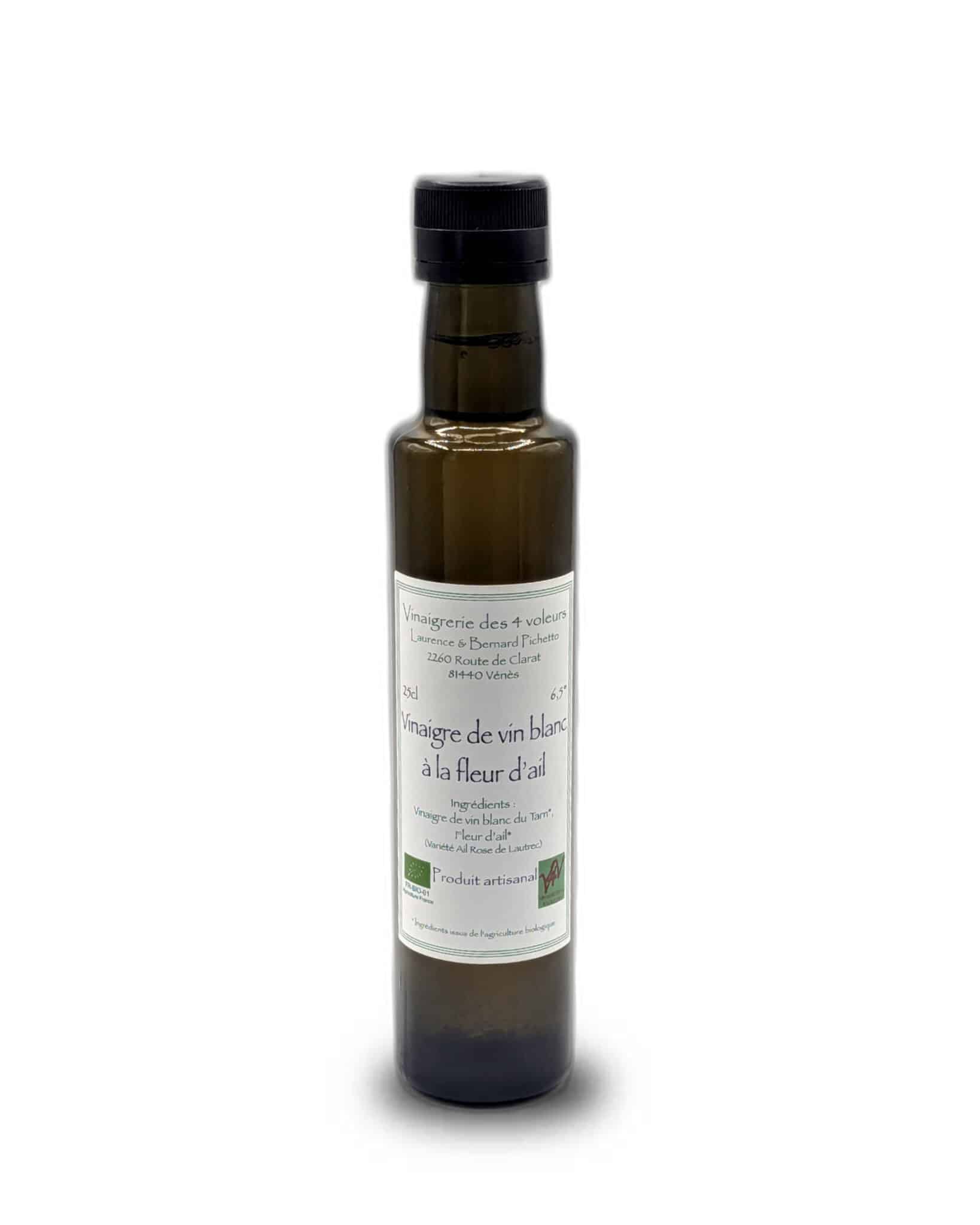 Vinaigre - Vinaigrerie des 4 voleurs - Blanc fleur d'ail 250 ml