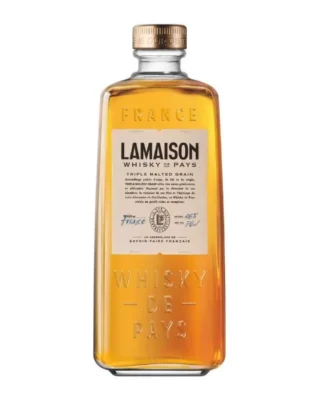 Whisky fran&ccedil;ais LAMAISON Whisky de Pays Triple Malted Grain 46 % vol., bouteille 70 cl sur fond blanc